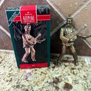 1992 Hallmark Keepsake Elvis Ornament EUC Gold Crown Exclusive '68 Comeback Box